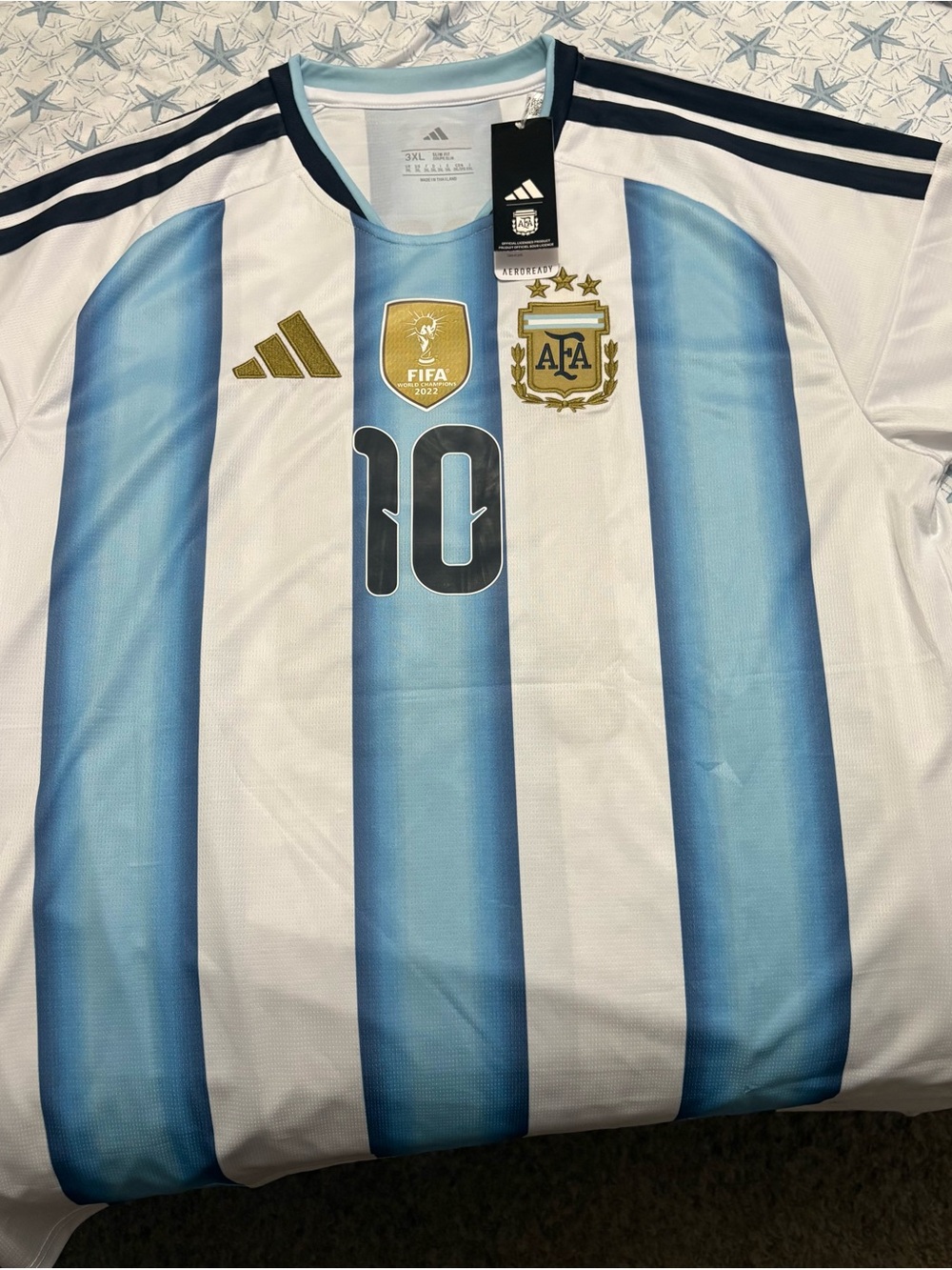 adidas Argentina No.10 Home Jersey - Sky Blue & White